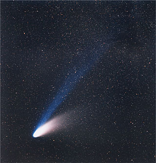 The tail of a comet points away from the Sun